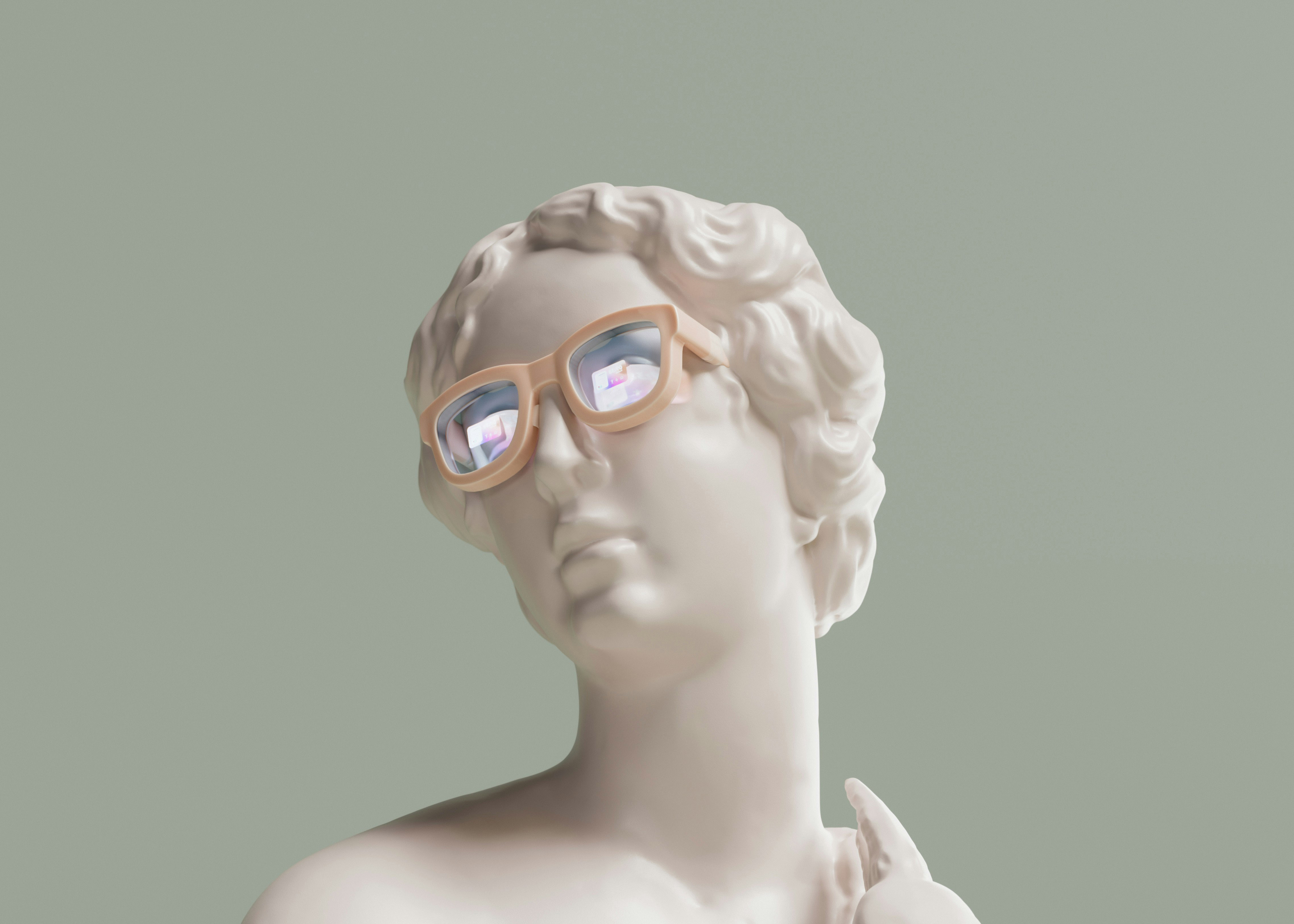 Statue with sunglasses